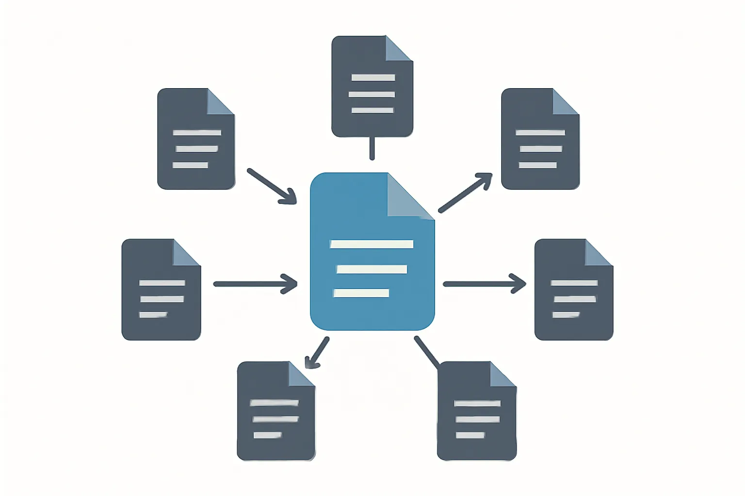 Illustration of a network diagram showing interconnected court form documents with lines connecting them